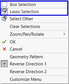 انتخاب ابزار Lasso Selection یا Box Selection جهت تعیین نمودن محدوده‌ی مورد نظر
